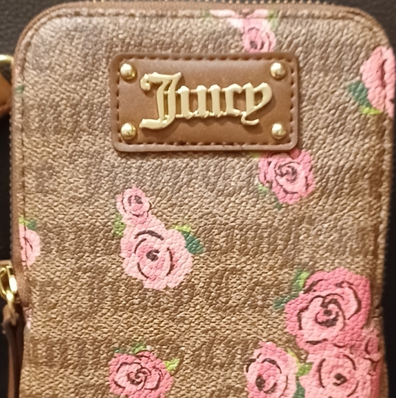 JUICY COUTURE CELLIE PINK BLOOM BROWN FORGET ME NOT CROSSBODY BAG - Picture 4 of 11